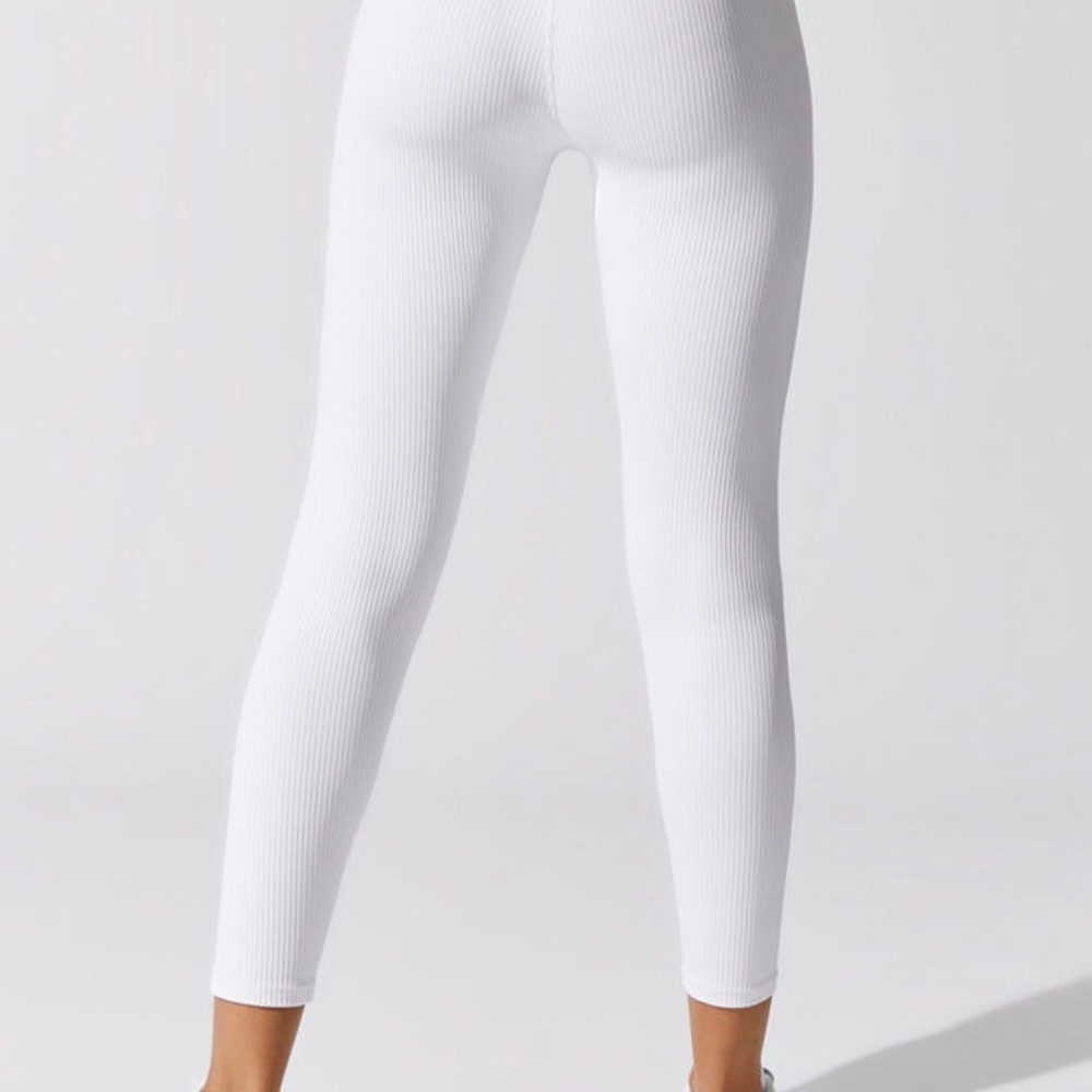 Carbon38 Ribbed Regular Rise 7/8 Legging White - Picture 5 of 8